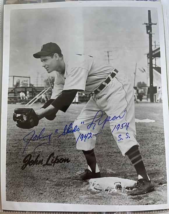Johnny Lipon (d. 1998) Signed Autographed Vintage Glossy 8x10 Photo - Detroit Tigers