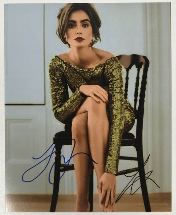 Lily Collins Signed Autographed Glossy 8x10 Photo - COA Matching Holograms