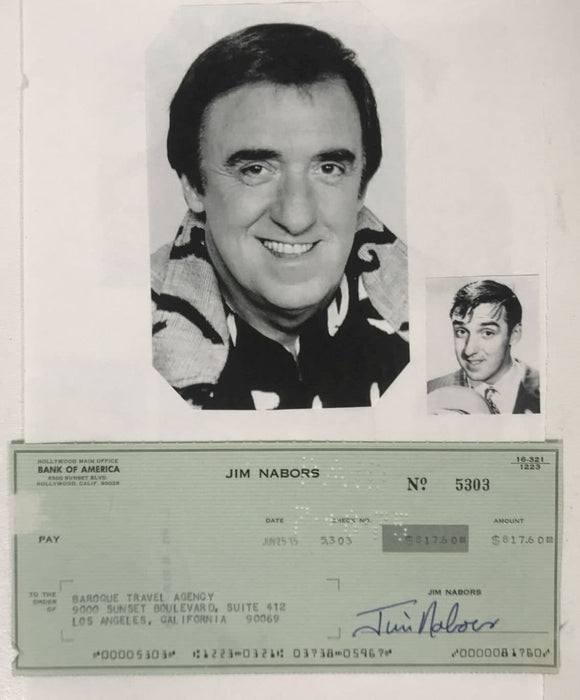 Jim Nabors (d. 2017) Signed Autographed Personal Check 8.5x11 Display - Lifetime COA