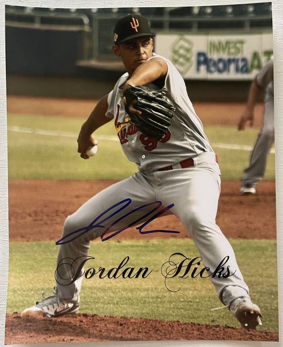 Jordan Hicks Signed Autographed Glossy 8x10 Photo - St. Louis Cardinals