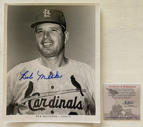 Bob Milliken (d. 2007) Signed Autographed Vintage Glossy 8x10 Photo - St. Louis Cardinals