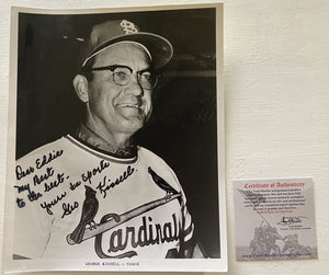 George Kissell (d. 2008) Signed Autographed Vintage Glossy 8x10 Photo VERY RARE - St. Louis Cardinals