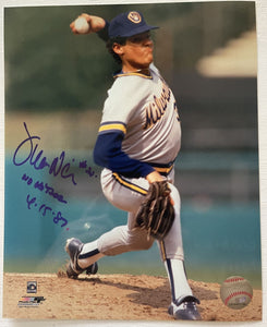Juan Nieves Signed Autographed "No Hitter" Glossy 8x10 Photo - Milwaukee Brewers