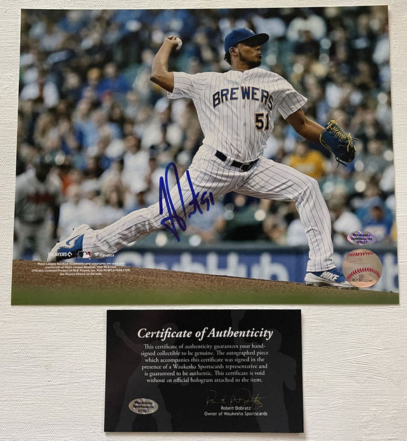 Freddy Peralta Signed Autographed Glossy 8x10 Photo - Milwaukee Brewers