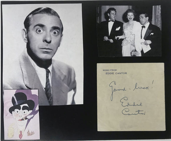 Eddie Cantor (d. 1964) Signed Autographed 8.5x11 Vintage Signature Display - Lifetime COA