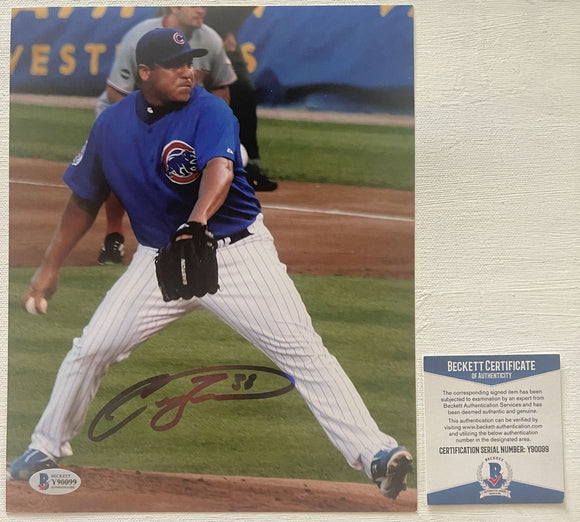 Carlos Zambrano Signed Autographed Glossy 8x10 Photo Chicago Cubs - Beckett BAS Authenticated