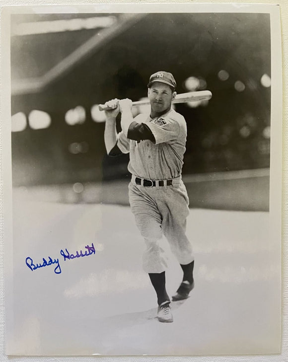 Buddy Hassett (d. 1997) Signed Autographed Vintage Glossy 8x10 Photo New York Yankees - Stacks of Plaques