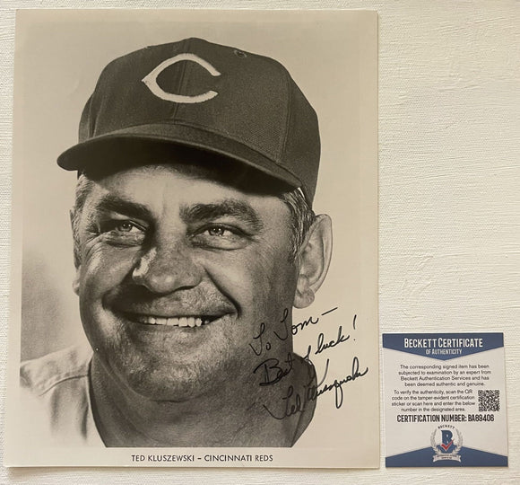 Ted Kluszewski (d. 1988) Signed Autographed Vintage Glossy 8x10 Photo Cincinnati Reds - Beckett BAS Authenticated