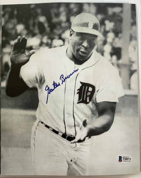 Gates Brown (d. 2013) Signed Autographed Glossy 8x10 Photo Detroit Tigers - Beckett BAS Authenticated