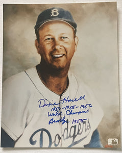 Dixie Howell (d. 1990) Signed Autographed "World Champions" Glossy 8x10 Photo - Brooklyn Dodgers