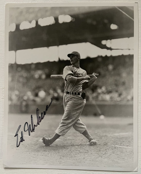 Ed Miksis (d. 2005) Signed Autographed Vintage Glossy 8x10 Photo - Brooklyn Dodgers
