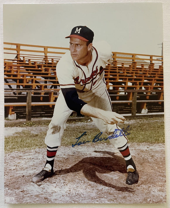 Lou Burdette (d. 2007) Signed Autographed Glossy 8x10 Photo - Milwaukee Braves