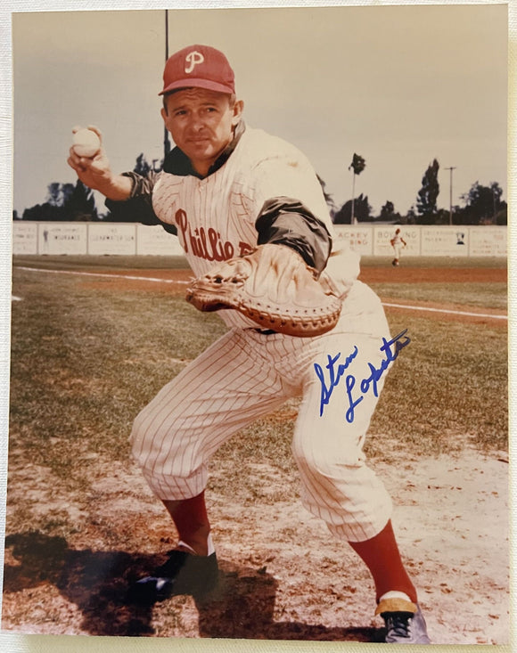 Stan Lopata (d. 2013) Signed Autographed Glossy 8x10 Photo - Philadelphia Phillies