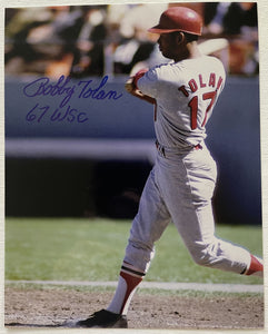 Bobby Tolan Signed Autographed "67 WSC" Glossy 8x10 Photo - St. Louis Cardinals