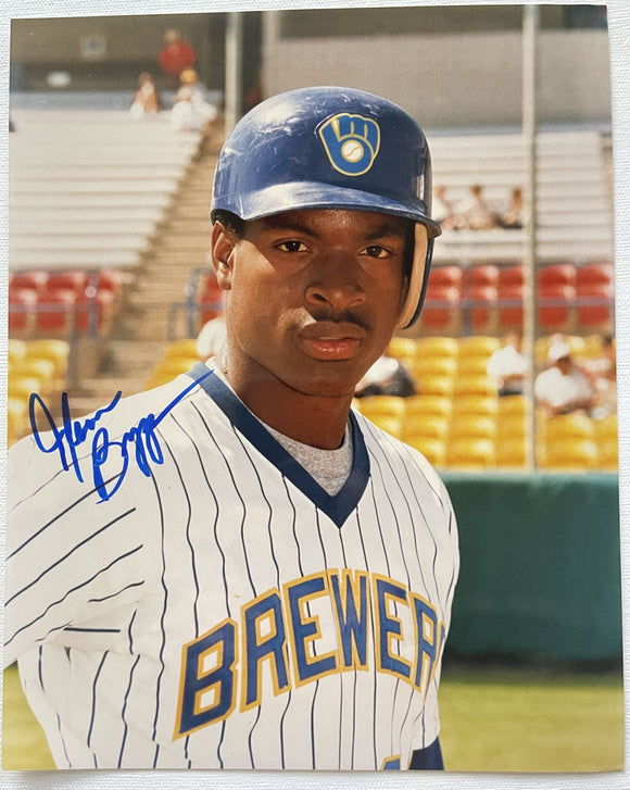 Glenn Braggs Signed Autographed Glossy 8x10 Photo - Milwaukee Brewers