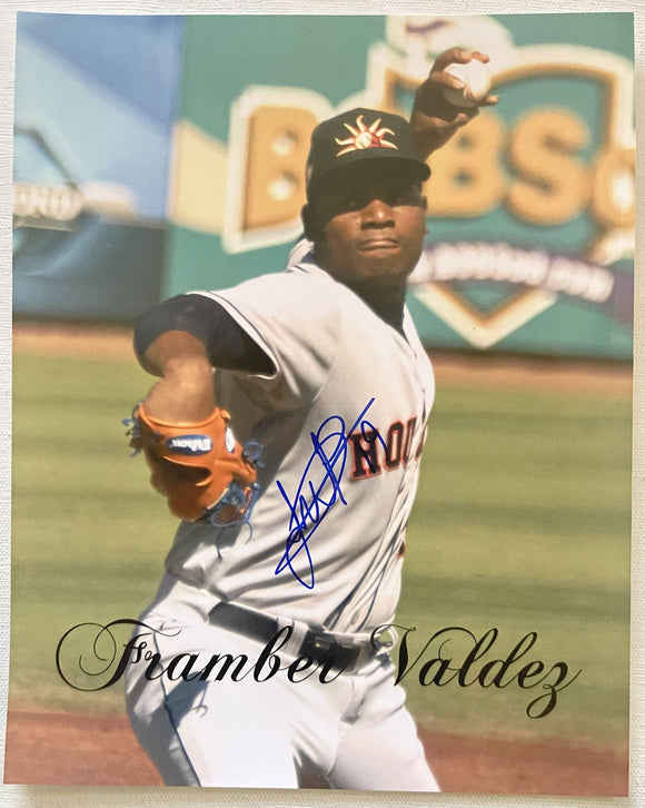 Framber Valdez Signed Autographed Glossy 8x10 Photo - Houston Astros