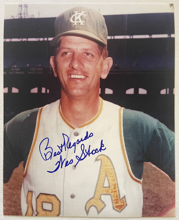 Wes Stock Signed Autographed Glossy 8x10 Photo - Kansas City A's Athletics