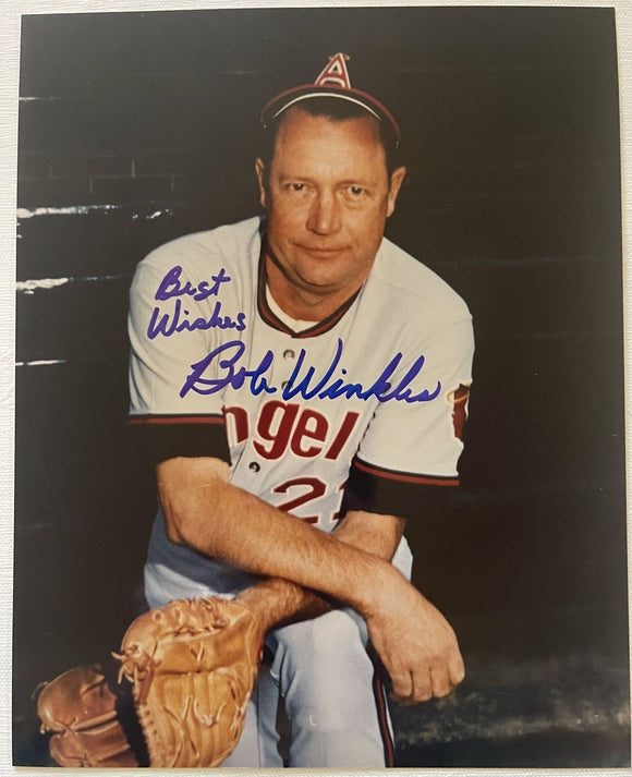 Bobby Winkles (d. 2020) Signed Autographed Glossy 8x10 Photo California Angels - Stacks of Plaques