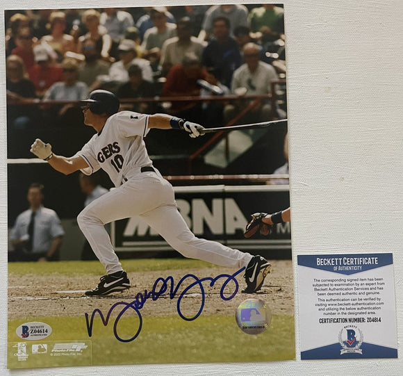 Michael Young Signed Autographed Glossy 8x10 Photo Texas Rangers - Beckett BAS Authenticated