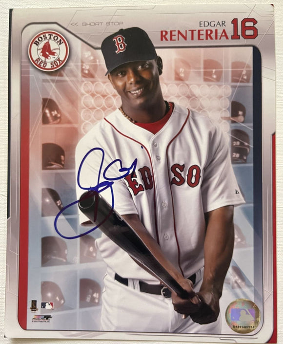 Edgar Renteria Signed Autographed Glossy 8x10 Photo - Boston Red Sox