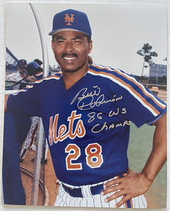 Bill Robinson (d. 2007) Signed Autographed "86 WS Champs" Glossy 8x10 Photo - New York Mets