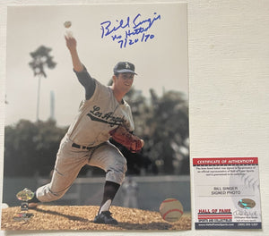 Bill Singer Signed Autographed "No Hitter" Glossy 8x10 Photo - Los Angeles Dodgers