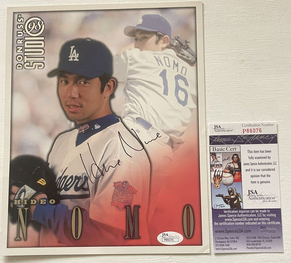 Hideo Nomo Signed Autographed 1998 Donruss Studio 8x10 Photo Los Angeles Dodgers - JSA Authenticated
