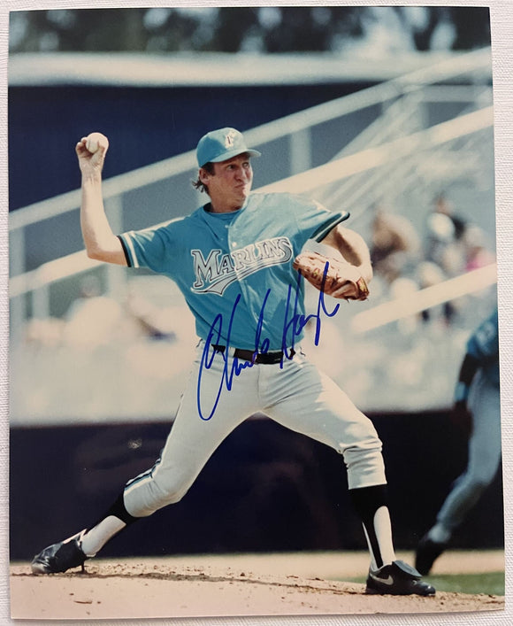 Charlie Hough Signed Autographed Glossy 8x10 Photo - Miami Marlins