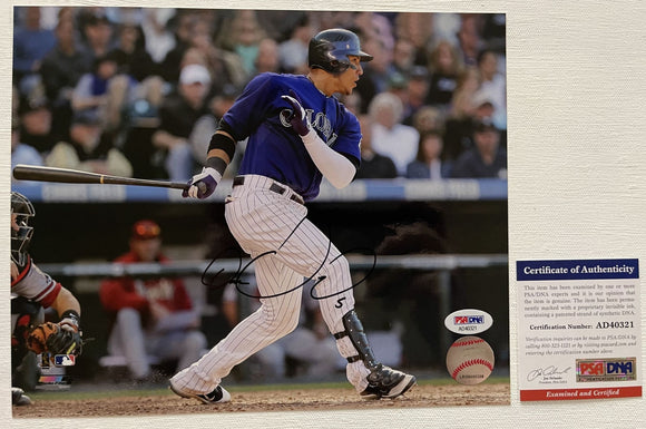 Carlos Gonzalez Signed Autographed Glossy 8x10 Photo Colorado Rockies - PSA/DNA Authenticated
