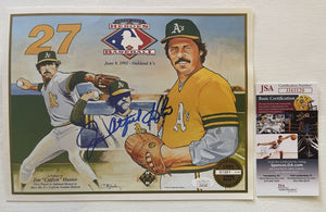 Jim "Catfish" Hunter (d. 1999) Signed Autographed 9x12 Baseball Heroes Print Oakland A's Athletics - JSA Authenticated