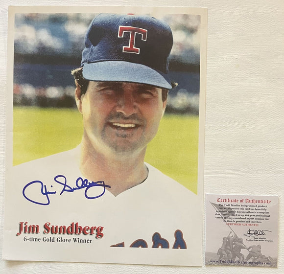 Jim Sundberg Signed Autographed Glossy 8x10 Photo - Texas Rangers