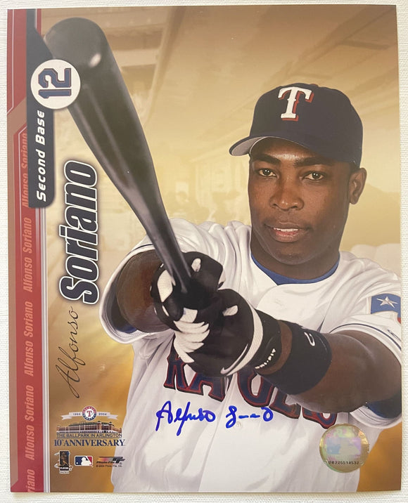 Alfonso Soriano Signed Autographed Glossy 8x10 Photo - Texas Rangers