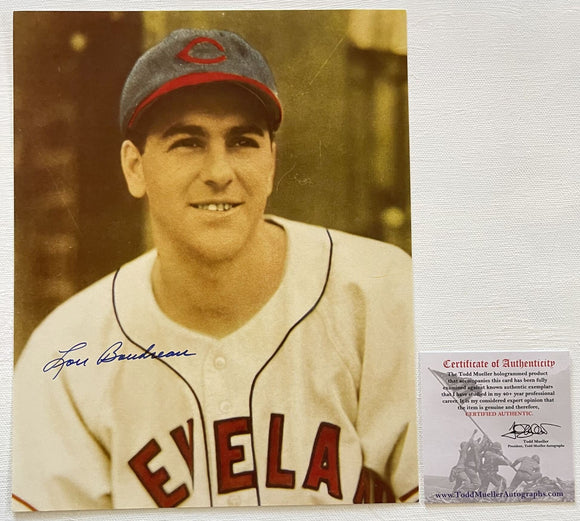 Lou Boudreau (d. 2001) Signed Autographed Glossy 8x10 Photo - Cleveland Indians