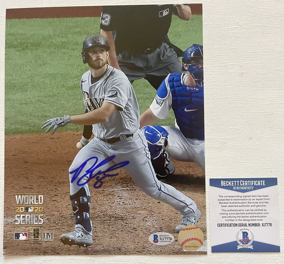 Brandon Lowe Signed Autographed 2020 World Series Glossy 8x10 Photo Tampa Bay Rays - Beckett BAS Authenticated