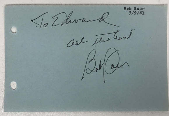 Robert Sour (d. 1985) Signed Autographed Vintage 4x6 Signature Page President of BMI - Lifetime COA