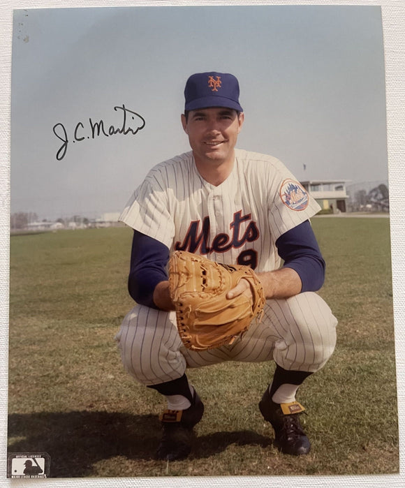 J.C. Martin Signed Autographed Glossy 8x10 Photo Creased - New York Mets