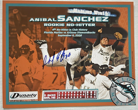 Anibal Sanchez Signed Autographed Color Cardstock 8x10 Photo - Miami Marlins
