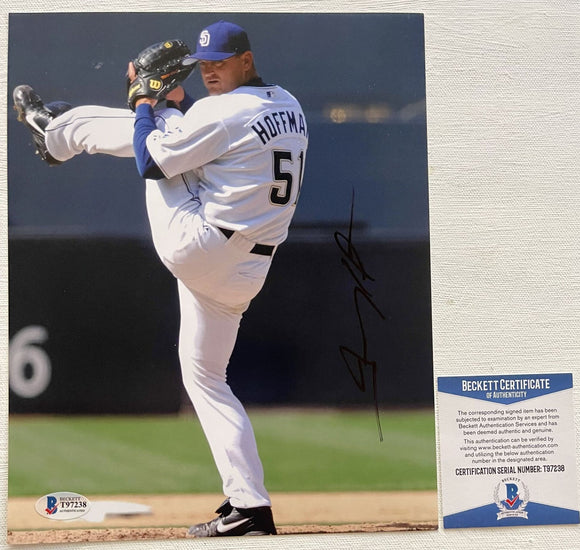 Trevor Hoffman Signed Autographed Glossy 8x10 Photo San Diego Padres - Beckett BAS Authenticated
