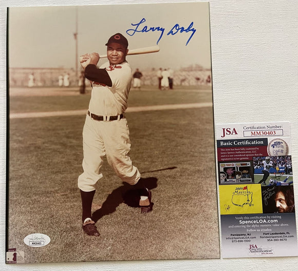 Larry Doby (d. 2003) Signed Autographed Glossy 8x10 Photo Cleveland Indians - JSA Authenticated