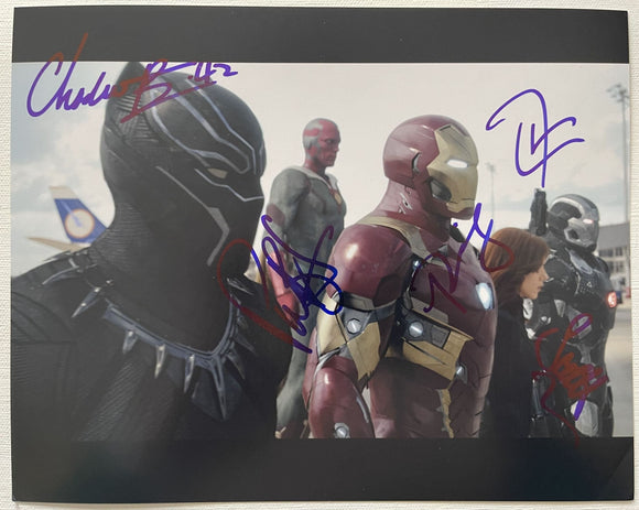 Boseman, Bettany, Downey, Cheadle, Johansson Signed Autographed 
