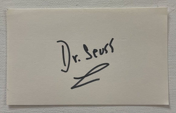 Dr. Seuss (d. 1991) Signed Autographed Vintage 3x5 Index Card - Lifetime COA