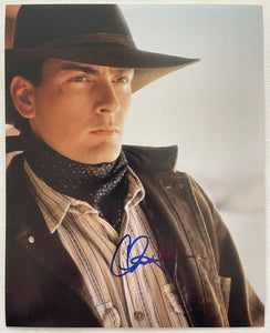 Charlie Sheen Signed Autographed "Young Guns" Glossy 8x10 Photo - Lifetime COA