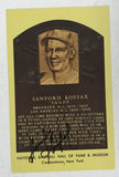 Sandy Koufax Signed Autographed Hall of Fame Plaque Postcard - Mueller Authenticated
