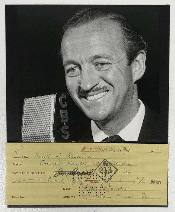 David Niven (d. 1983) Signed Autographed Vintage Signature 8.5x11 Display 1952 Personal Check - Lifetime COA