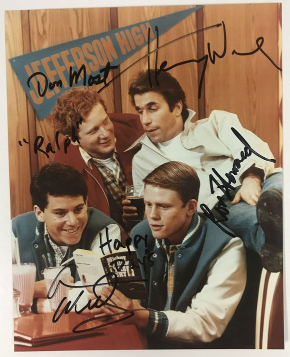 Happy Days Cast Signed Autographed Glossy 8x10 Photo - Lifetime COA