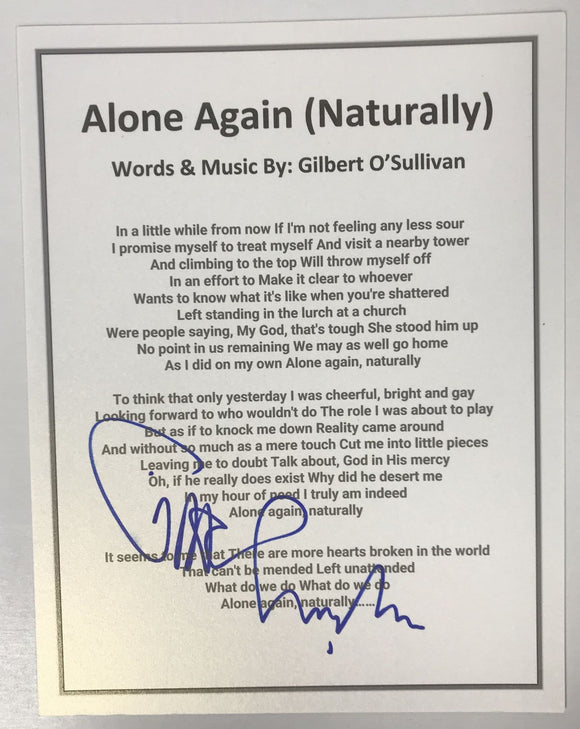 Gilbert O'Sullivan Signed Autographed 