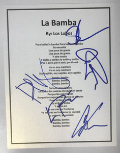 Los Lobos Signed Autographed "La Bamba" 8x10 Lyric Sheet - Lifetime COA